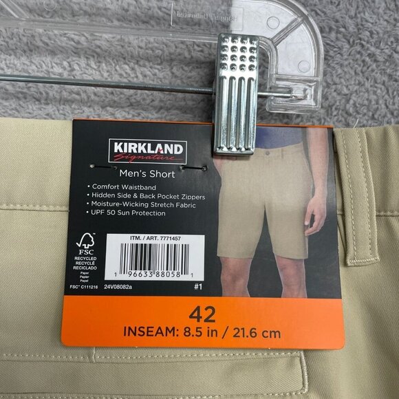 NEW Kirkland Signature Men's 42 UPF 50+ Moisture-Wicking Shorts Beige Outdoor - Picture 4 of 6